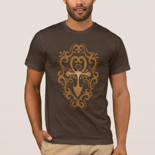 Dekoratives Stammes- Ankh - Braun T-Shirt