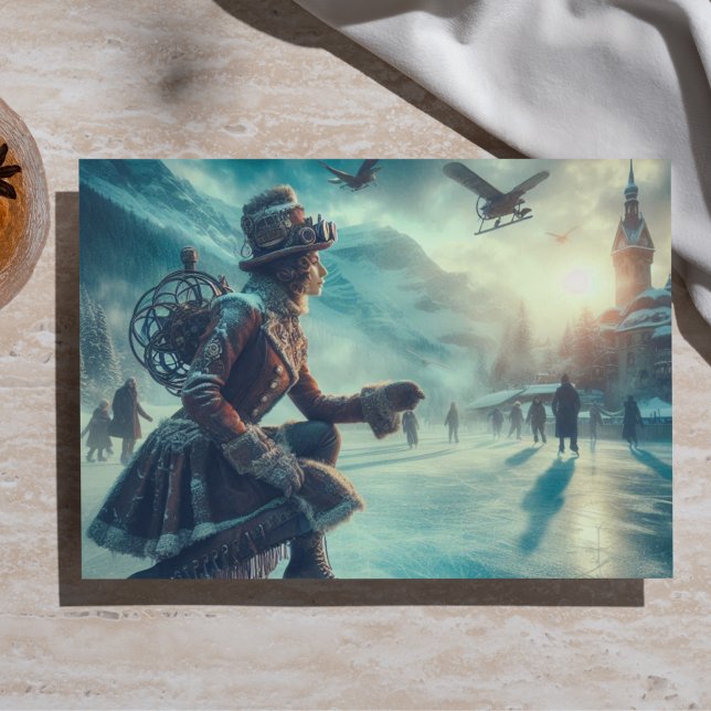 Dekoratives Steampunk-Fantasy-Winter-Botenbild Seidenpapier (Von Creator hochgeladen)