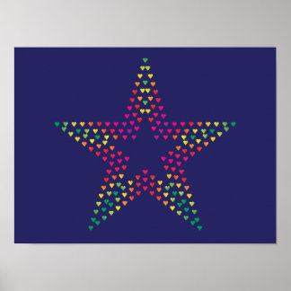 Dekoratives Sterne-Herzen-Plakat  Poster
