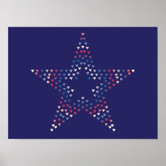 Dekoratives Sterne-Herzen-Plakat  Poster