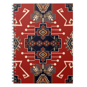 Dekoratives Teppichdesign: Vintage-Geometrie. Notizblock