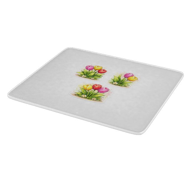Dekoratives Tulpen Glas Schneidbrett Schneidebrett (Ecke)