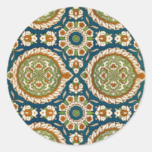 Dekoratives vintage arabisches Blumenmuster Runder Aufkleber