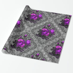 Dekoratives Vintage-Barock-Blumen- und Spitzenmust Geschenkpapier