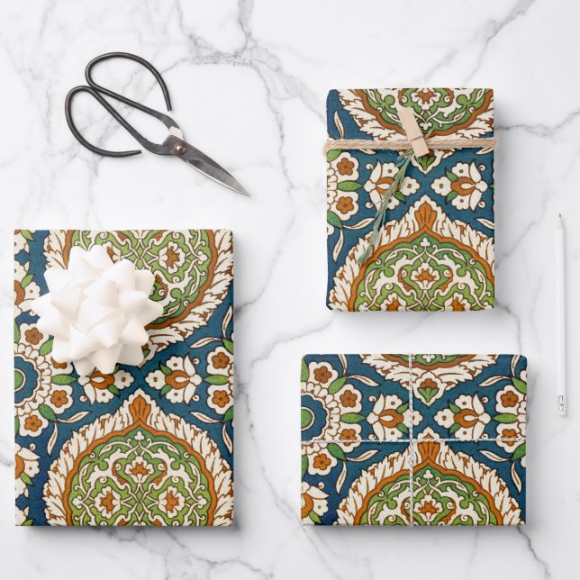 Dekoratives Vintages arabisches Muster Geschenkpapier Set (Vorderseite)
