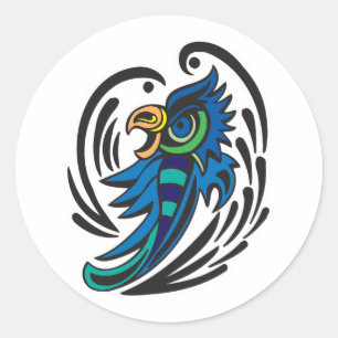 Dekoratives Vogeltattoo-Design Runder Aufkleber
