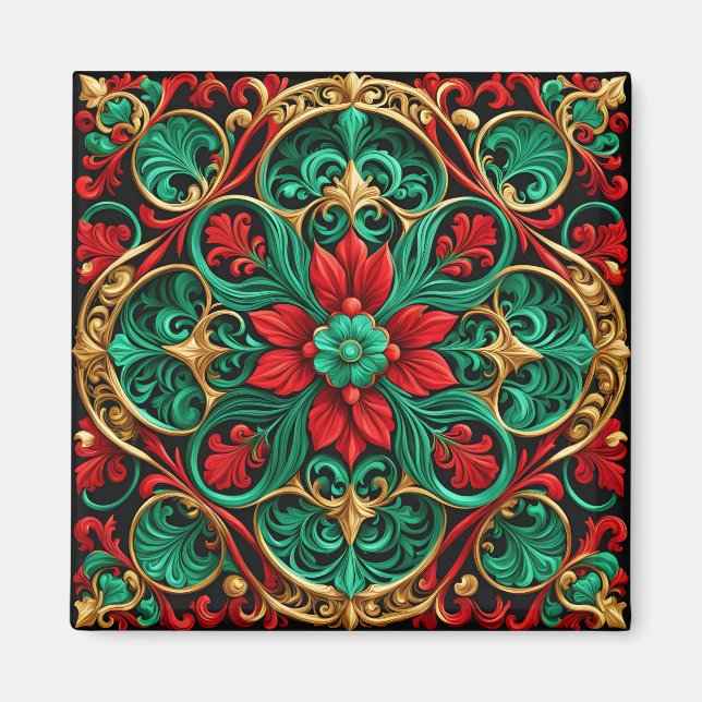 Dekoratives Weihnachtsmagnet Rot Grün Magnet (Vorne)