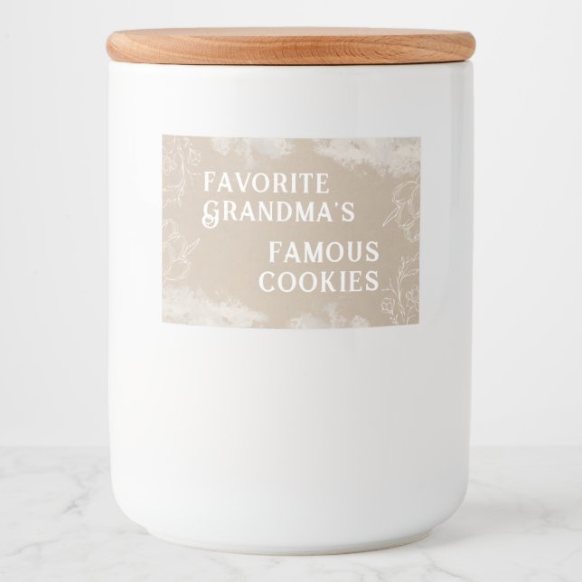 Dekoratives Weiß auf Brown Oma's Cookie Jar Lebensmitteletikett (Vorderseite)