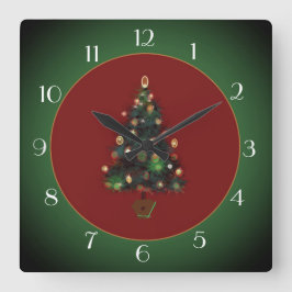 Dekoratives XmasTree rotes /Green > Weihnachtsuhr Quadratische Wanduhr