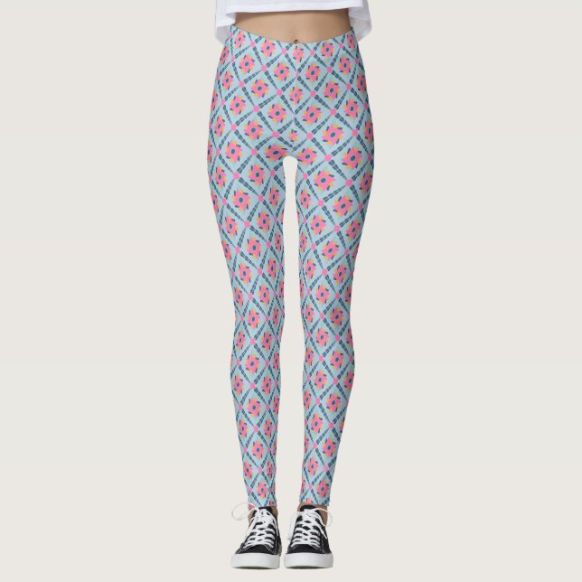 Dekorfarbene Fliese Leggings (Vorderseite)