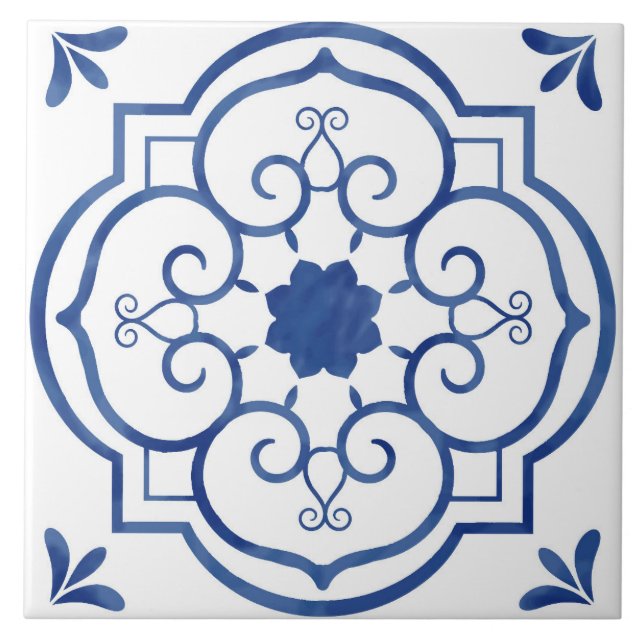 Dekorfarbenes Blumenmuster - Muster Tile Fliese (Vorderseite)