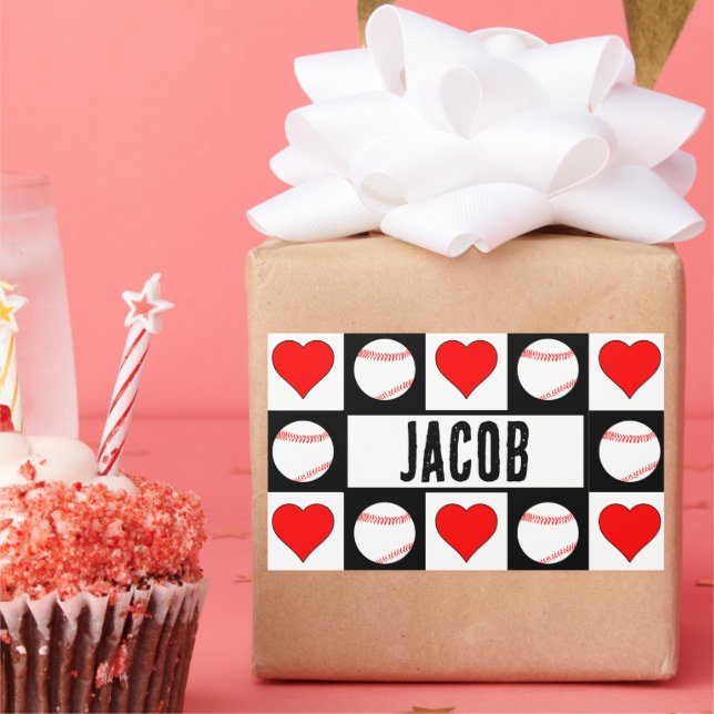 Dekorieren des Baseball-Party Benutzerdefinierter  Rechteckiger Aufkleber (Party)