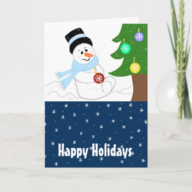 Dekorieren des Baumes Feiertagskarte (Vorderseite)