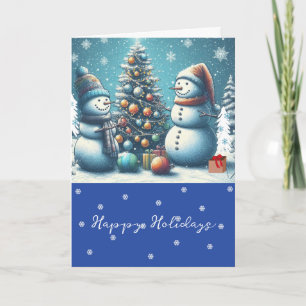 Dekorieren des Baumes Feiertagskarte