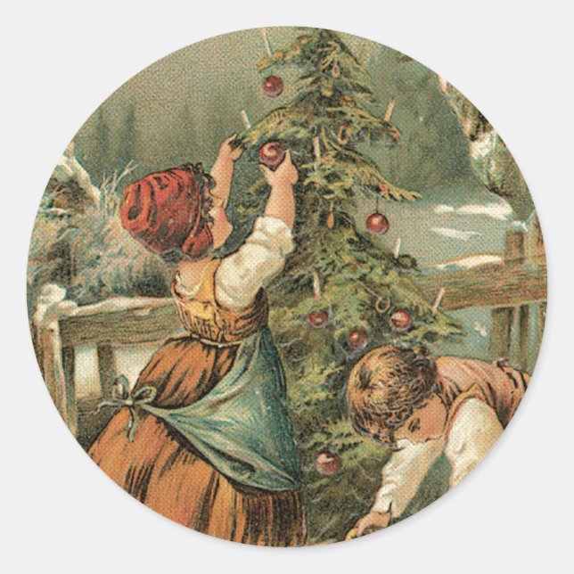 Dekorieren des Baumes Runder Aufkleber (Vorderseite)