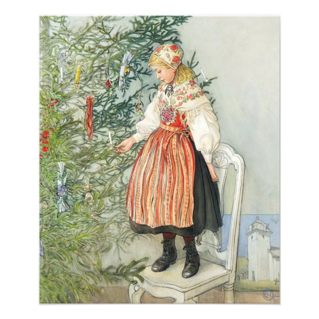 Dekorieren des Weihnachtsbaumes - Carl Larsson Fotodruck (Vorne)