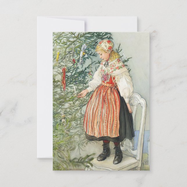 Dekorieren des Weihnachtsbaumes - Carl Larsson Karte (Vorderseite)
