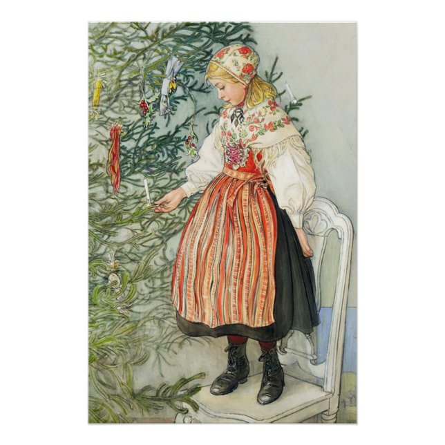 Dekorieren des Weihnachtsbaumes - Carl Larsson Poster (Vorderseite)