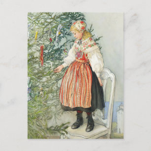 Dekorieren des Weihnachtsbaumes - Carl Larsson Postkarte