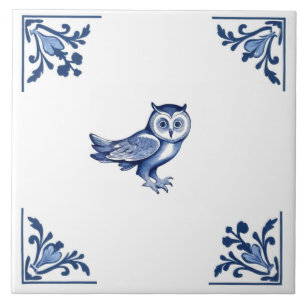 Dekorieren Owl mit Delft Blue und White Corners Fliese
