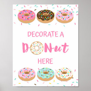 Dekorieren Sie ein Donut Here Sign - Pink Donut Sp Poster