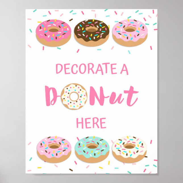 Dekorieren Sie ein Donut Here Sign - Pink Donut Sp Poster (Vorne)