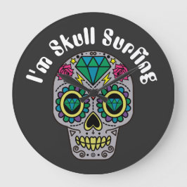 Dekorierte Abstrakte Schädeluhr Große Wanduhr