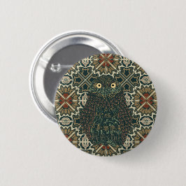 Dekorierte Burrowing Owl Golden Brown Earth Tones Button