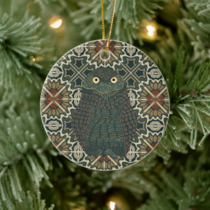 Dekorierte Burrowing Owl Golden Brown Earth Tones Keramik Ornament