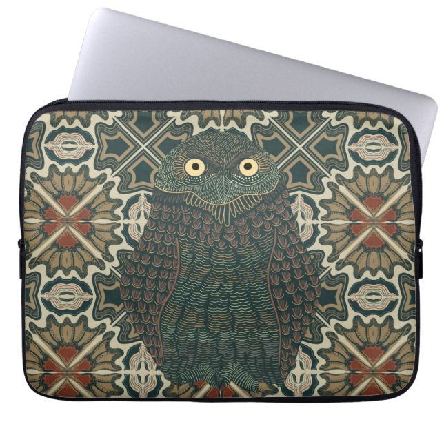 Dekorierte Burrowing Owl Golden Brown Earth Tones Laptopschutzhülle (Vorderseite)