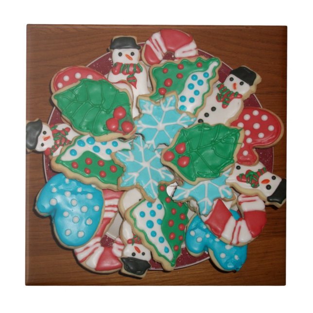 Dekorierte Cut-Out Weihnachtszucker-Cookies Fliese (Vorderseite)