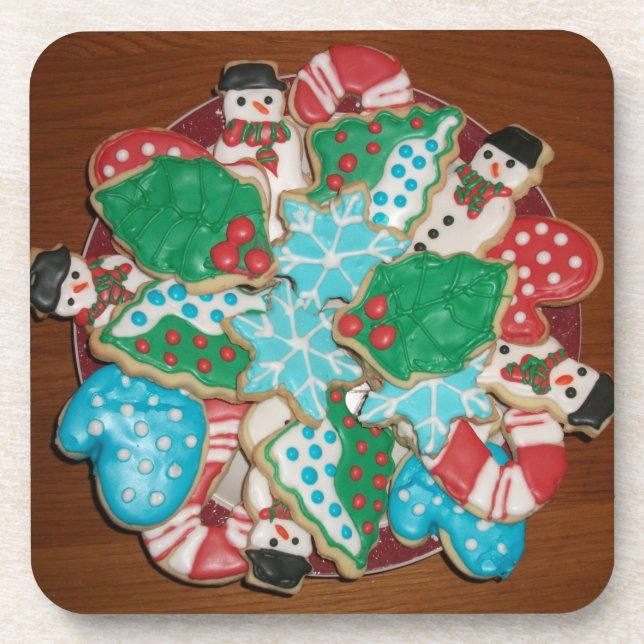 Dekorierte Cut-Out Weihnachtszucker-Cookies Getränkeuntersetzer (Vorderseite)