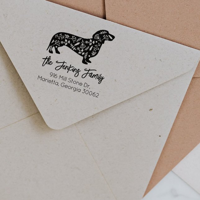 Dekorierte Dackel Rücksendeadresse Gummistempel (Von Creator hochgeladen)