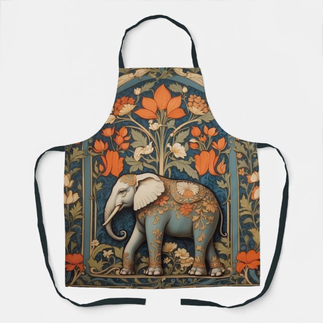 Dekorierte Elephant William Morris Inspirierte flo Schürze (Vorderseite)
