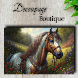 Dekorierte Horse-Wiese-Decoupage Seidenpapier
