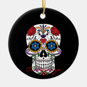 Dekorierte menschliche Schädel Art Thunder_Cove Keramik Ornament