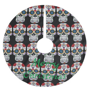 Dekorierte menschliche Schädel Art Thunder_Cove Polyester Weihnachtsbaumdecke