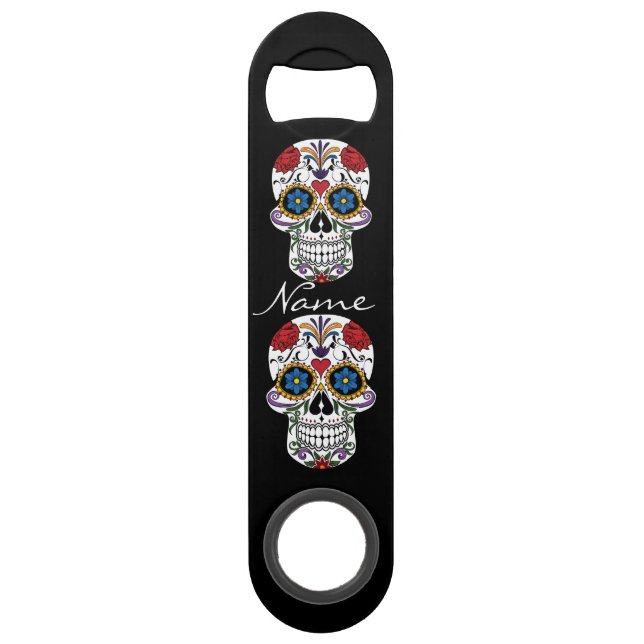 Dekorierte menschliche Schädelkunst Thunder_Cove Speed Flaschenöffner (Vorderseite)