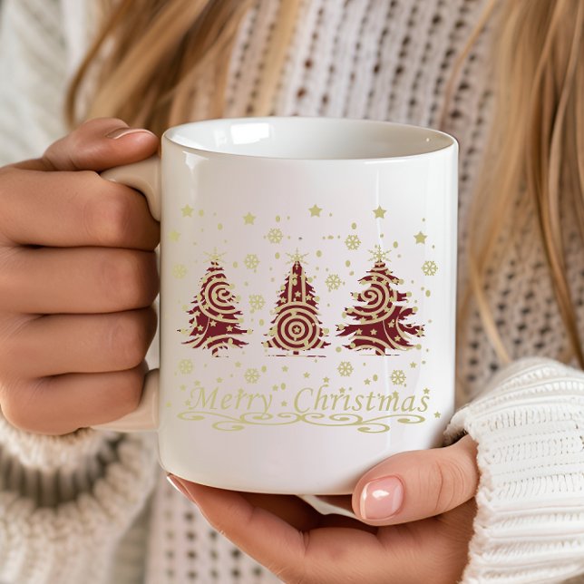 Dekorierte moderne Weihnachts-Kiefern Kaffeetasse (Von Creator hochgeladen)