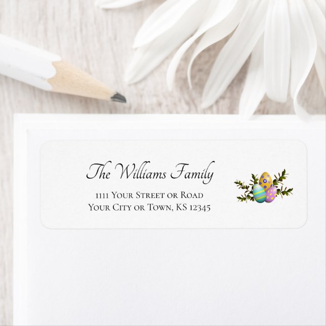 Dekorierte Ostereier farbenfrohe Rücksendeadresse (Insitu)