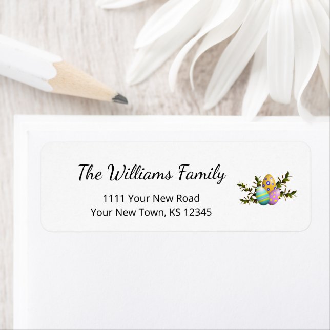 Dekorierte Ostereier farbenfrohe Rücksendeadresse (Insitu)