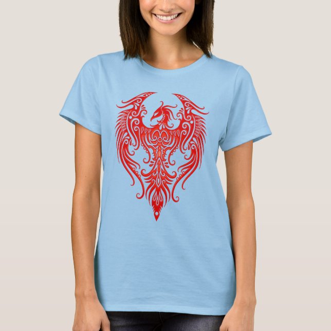 Dekorierte Red Tribal Phoenix T-Shirt (Vorderseite)