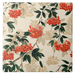 Dekorierte rote und weiße Beeren Fliese