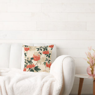 Dekorierte rote und weiße Beeren Kissen