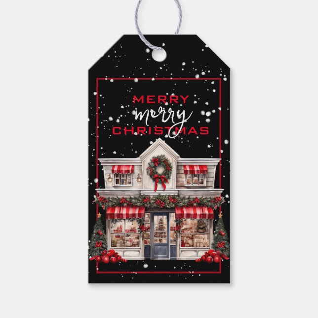 DEKORIERTE STOREFRONT mit SNOW Weihnachtsgeschenk  Geschenkanhänger (Vorderseite)