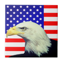Dekorierte Tile mit amerikanischer Flagge und Adle