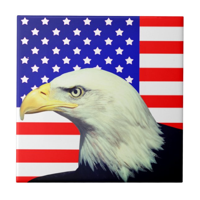 Dekorierte Tile mit amerikanischer Flagge und Adle Fliese (Vorderseite)