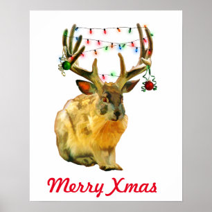 Dekorierte Weihnachten Jackalope Merry Xmas Poster
