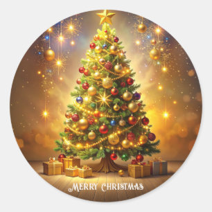 Dekorierte Weihnachtsbaum-Aufkleber Runder Aufkleber