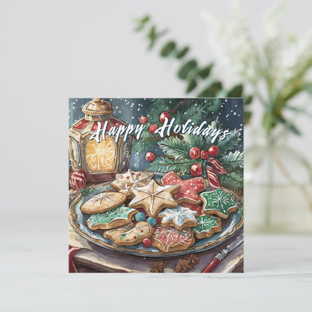 Dekorierte Weihnachtskekse Abendessen Einladung (Stehend Vorderseite)